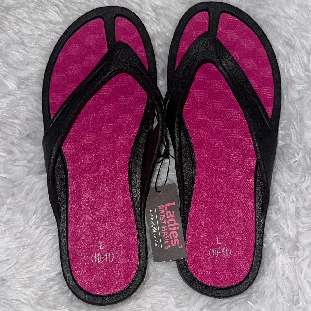 Black and Pink Flip Flops